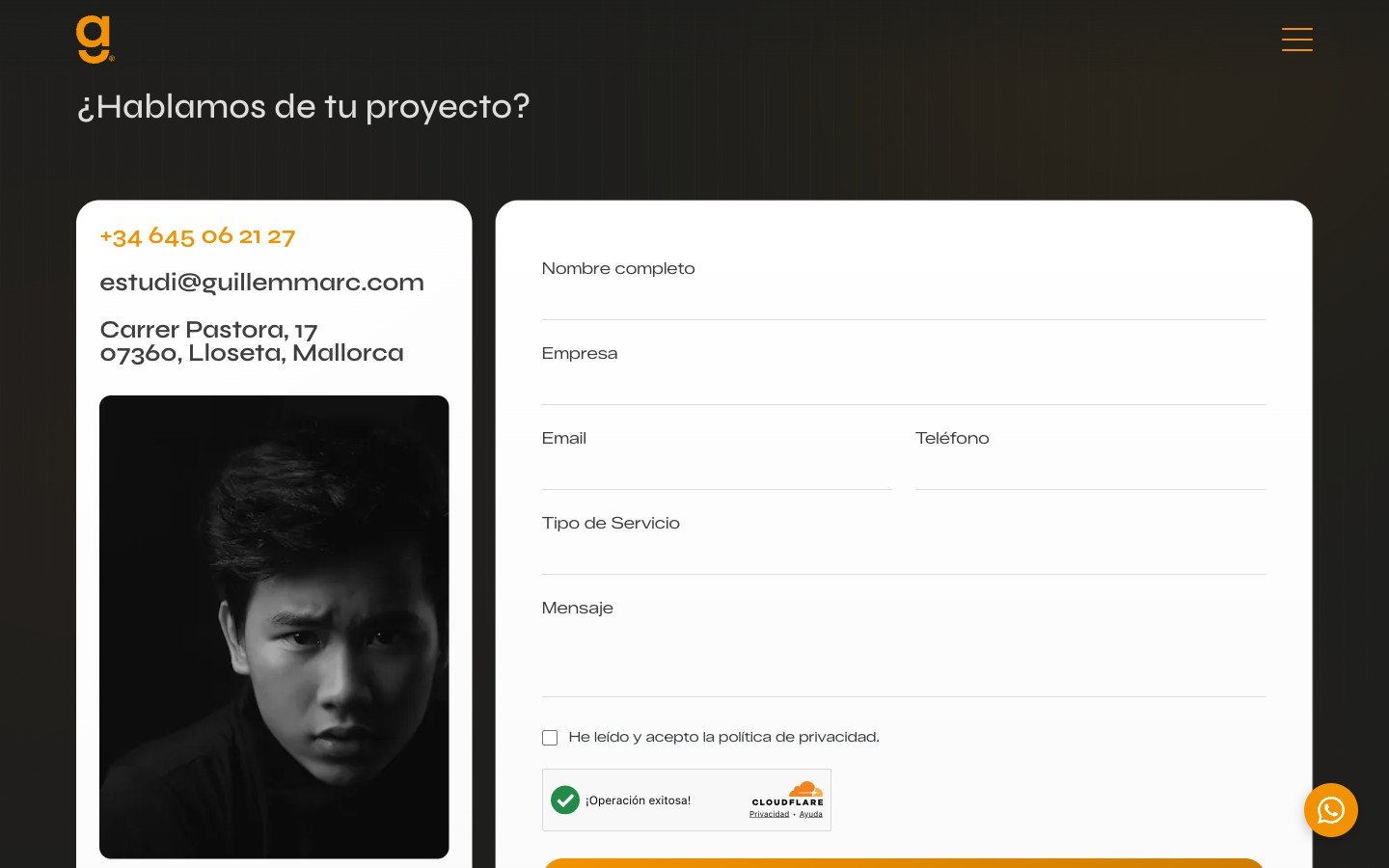 Bloque de contacto con call to action y datos directos