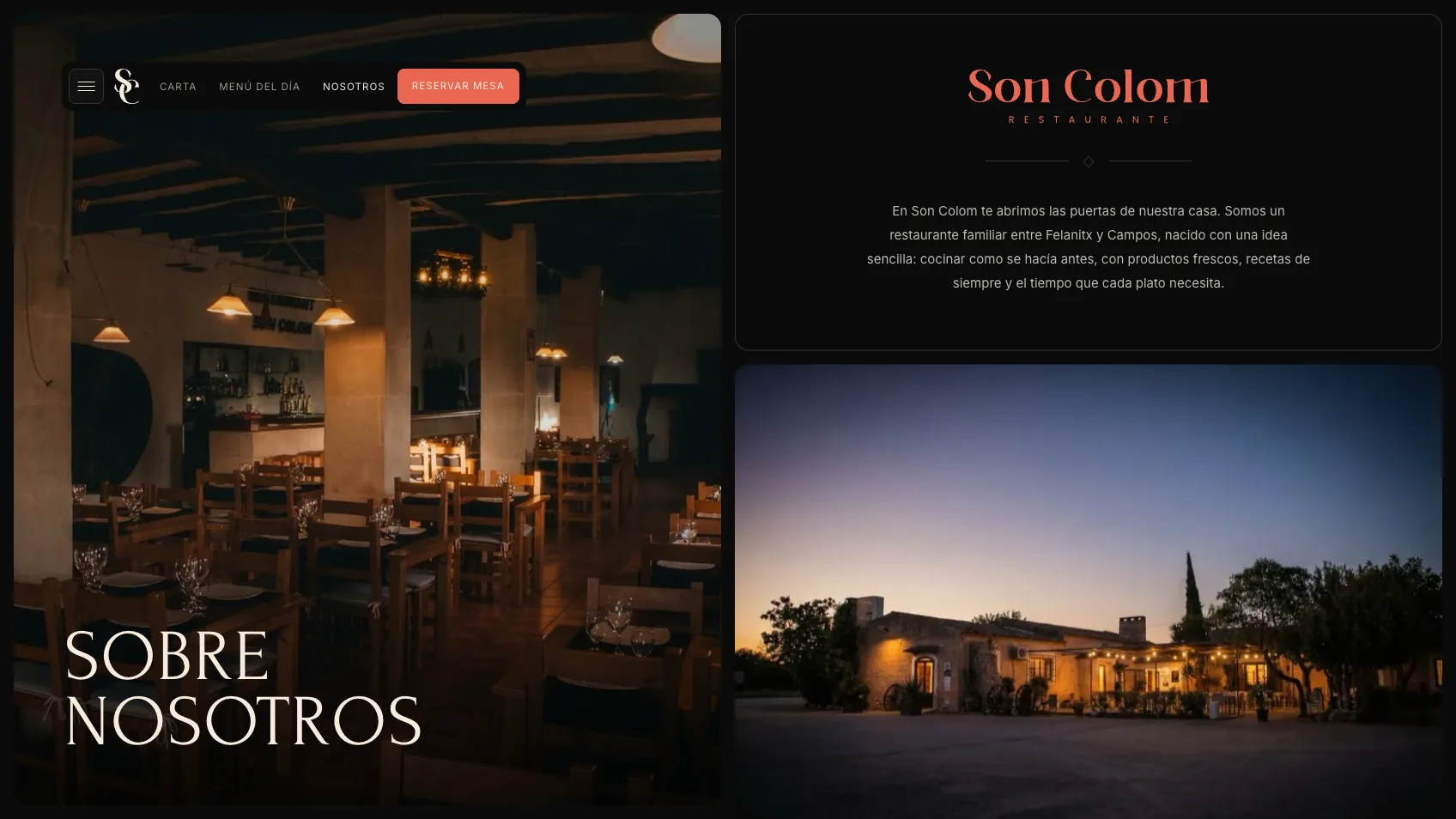 Pantalla de Nosaltres amb la història del restaurant i fotos de l'equip