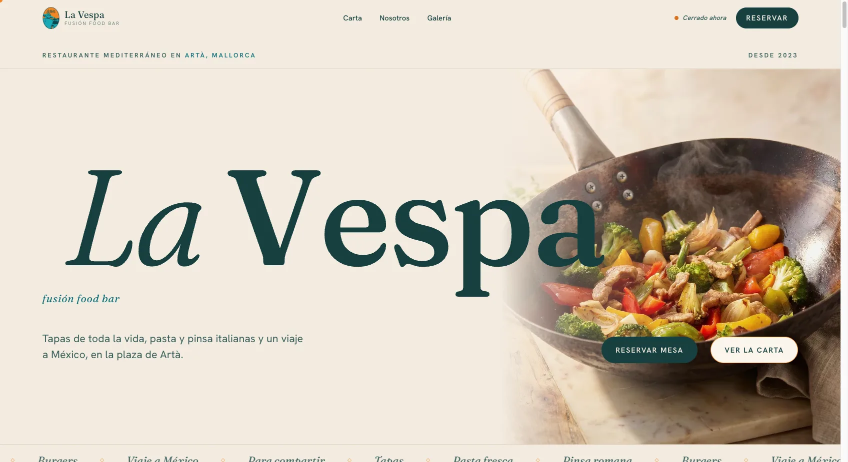 Disseny web restaurant La Vespa, Artà, Mallorca