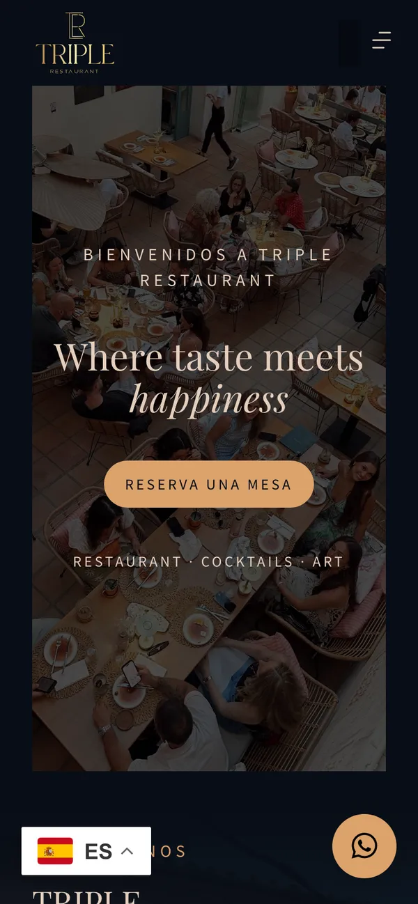 La web del restaurante Triple en un móvil