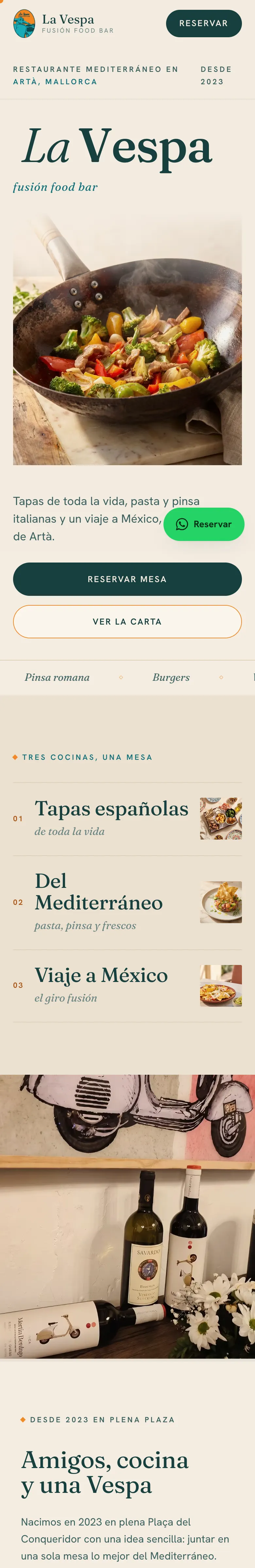 La web de La Vespa entera, vista en el móvil