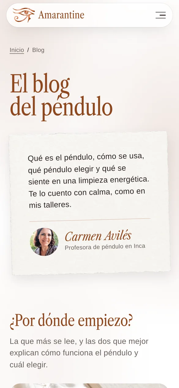 El blog en el móvil: «El blog del péndulo» y la presentación de Carmen
