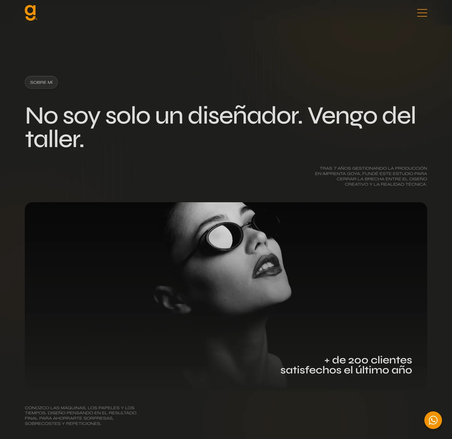 La sección «Sobre mí»: «No soy solo un diseñador. Vengo del taller»