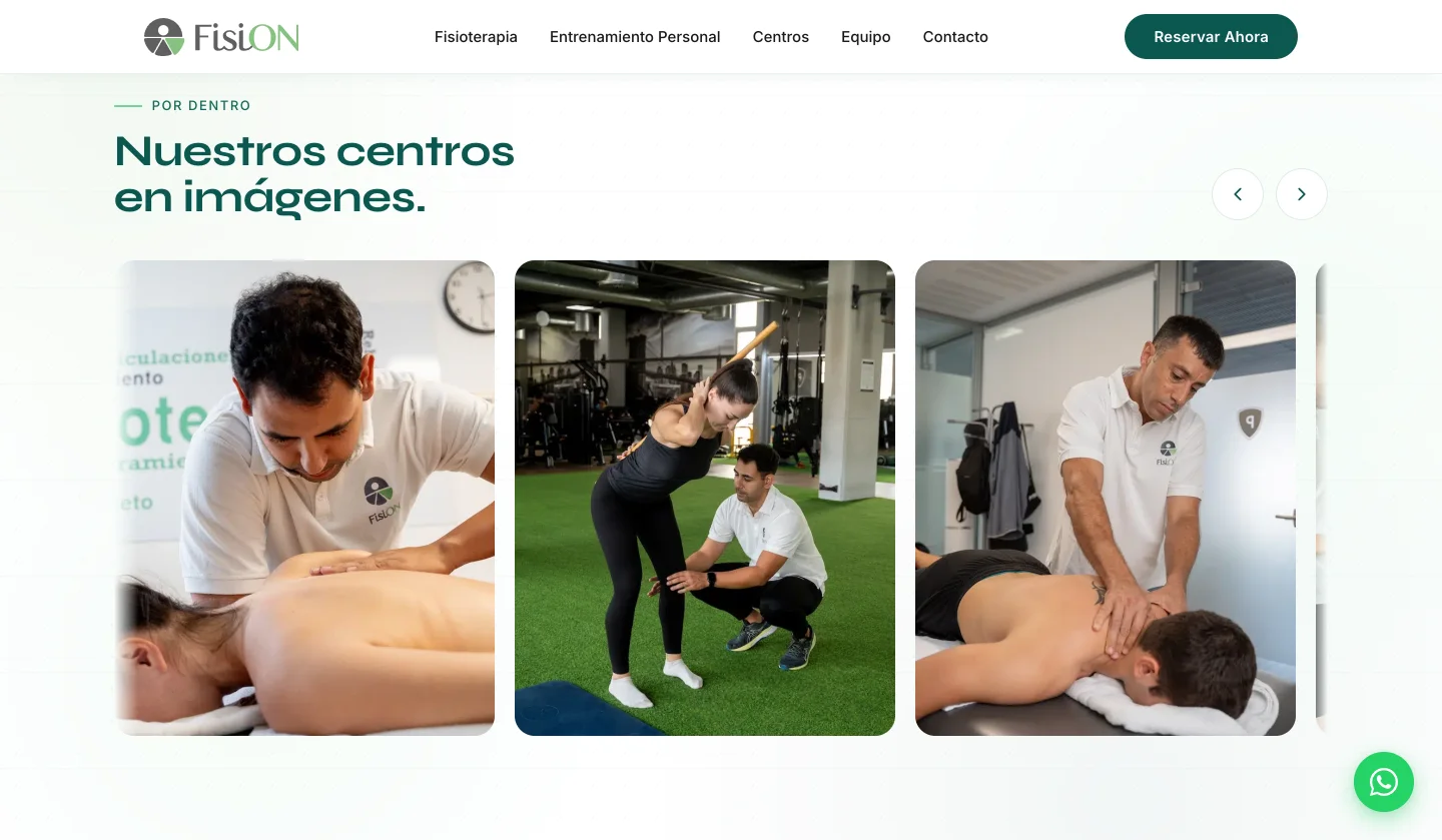 La galería de los centros por dentro, con las camillas y la sala de entrenamiento