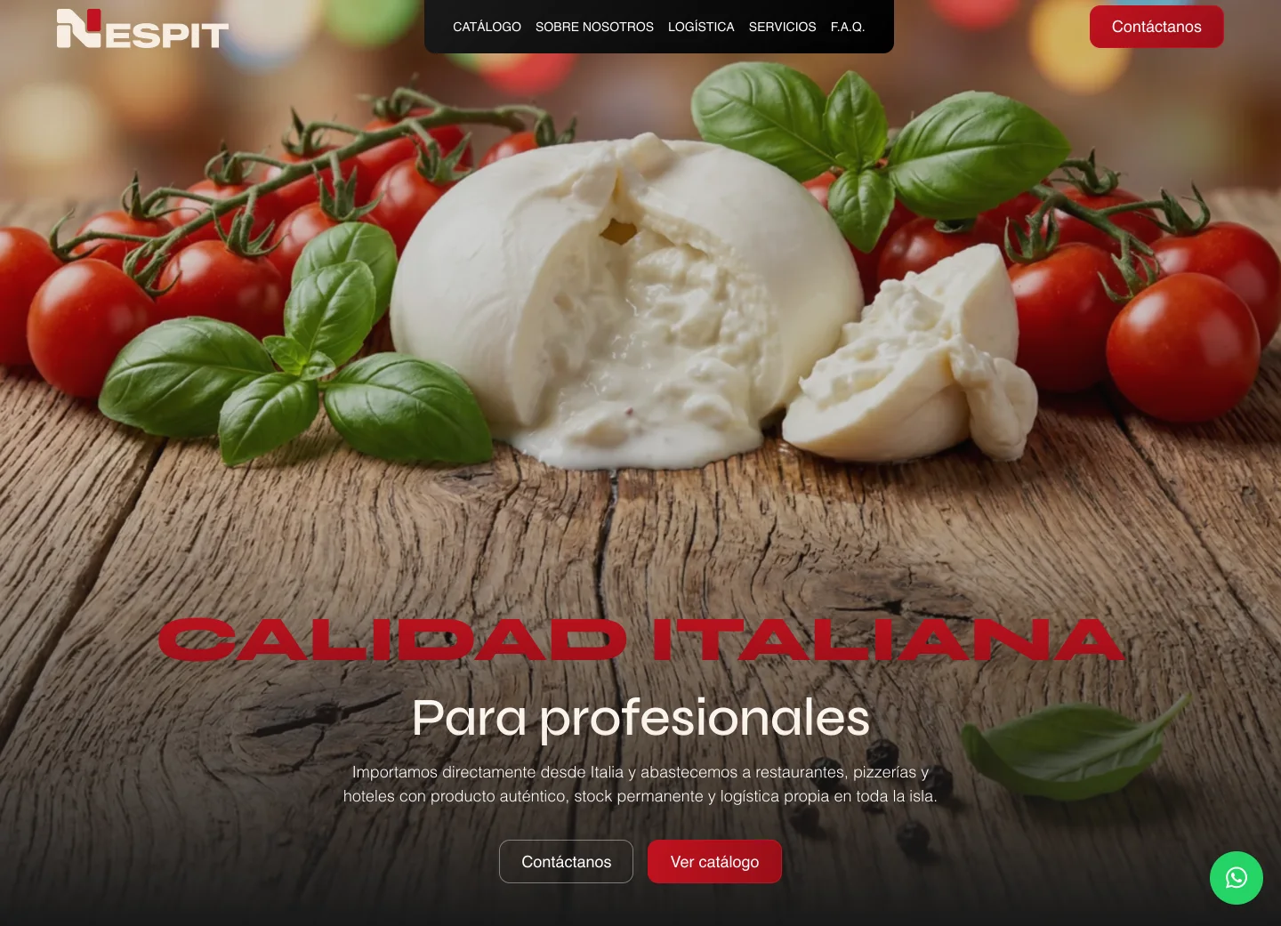 La portada de Nespit: «Calidad italiana para profesionales» sobre la burrata y los tomates
