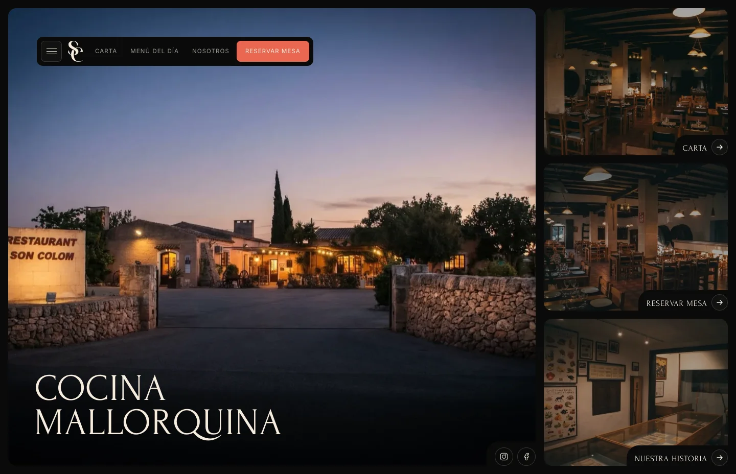 La web del restaurante Son Colom en un portátil