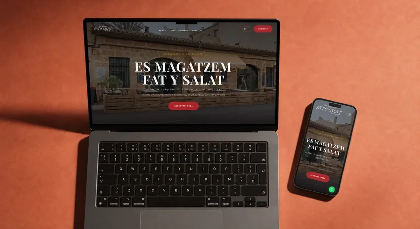 La web de Fat y Salat, restaurante, en escritorio y en móvil