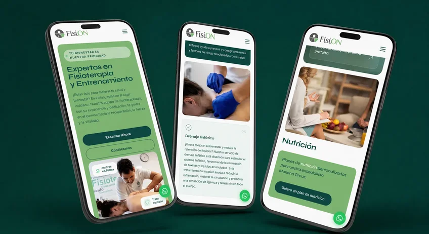 La web de Fision, fisioterapia, en escritorio y en móvil