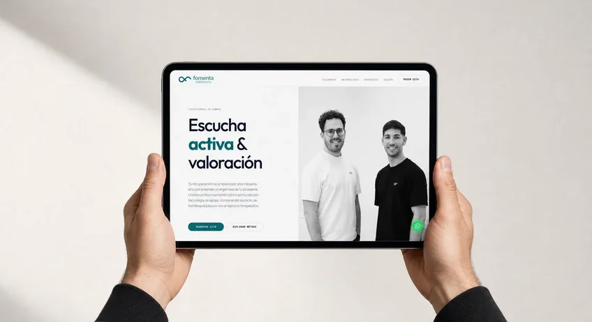 La web de Fomenta, fisioterapia, en escritorio y en móvil