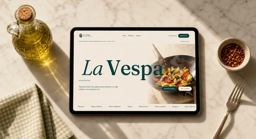 La web de La Vespa, restaurante, en escritorio y en móvil