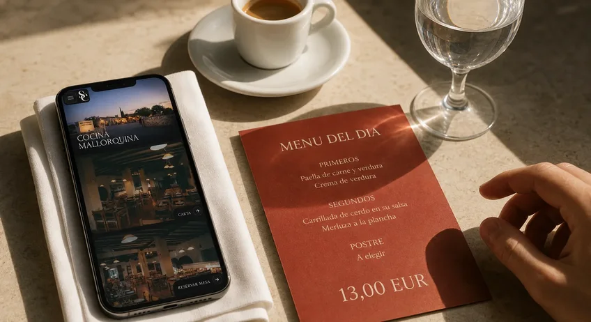 La web de Son Colom, restaurante, en escritorio y en móvil