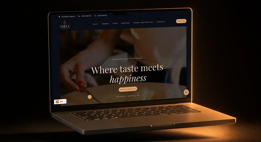 La web de Triple, restaurante, en escritorio y en móvil
