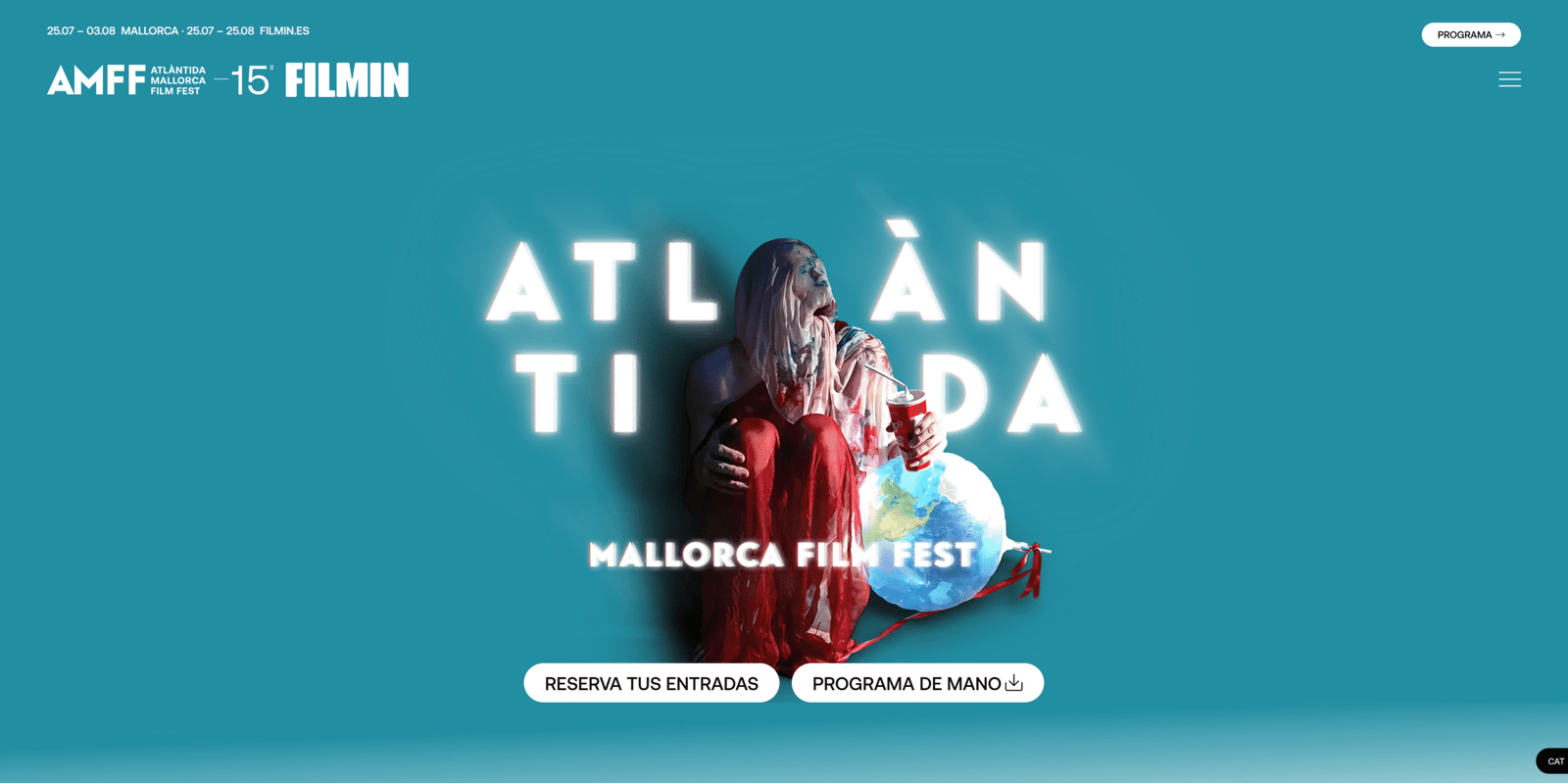 Cartel oficial del Atlàntida Mallorca Film Fest 2025 con diseño artístico contemporáneo.