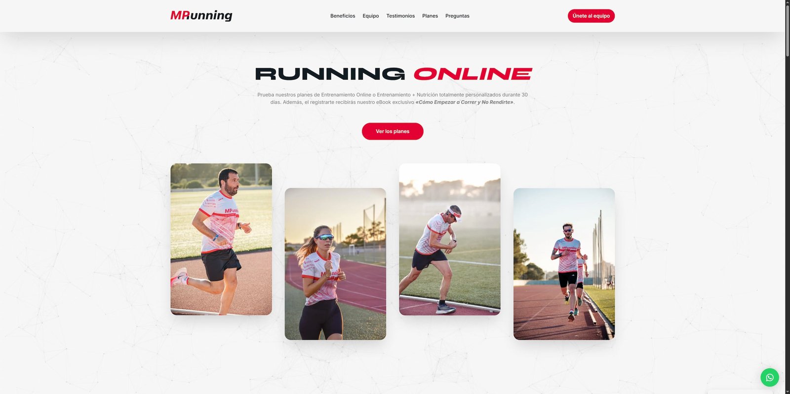 Equipo de corredores de MP Running entrenando en pista al atardecer, Mallorca.